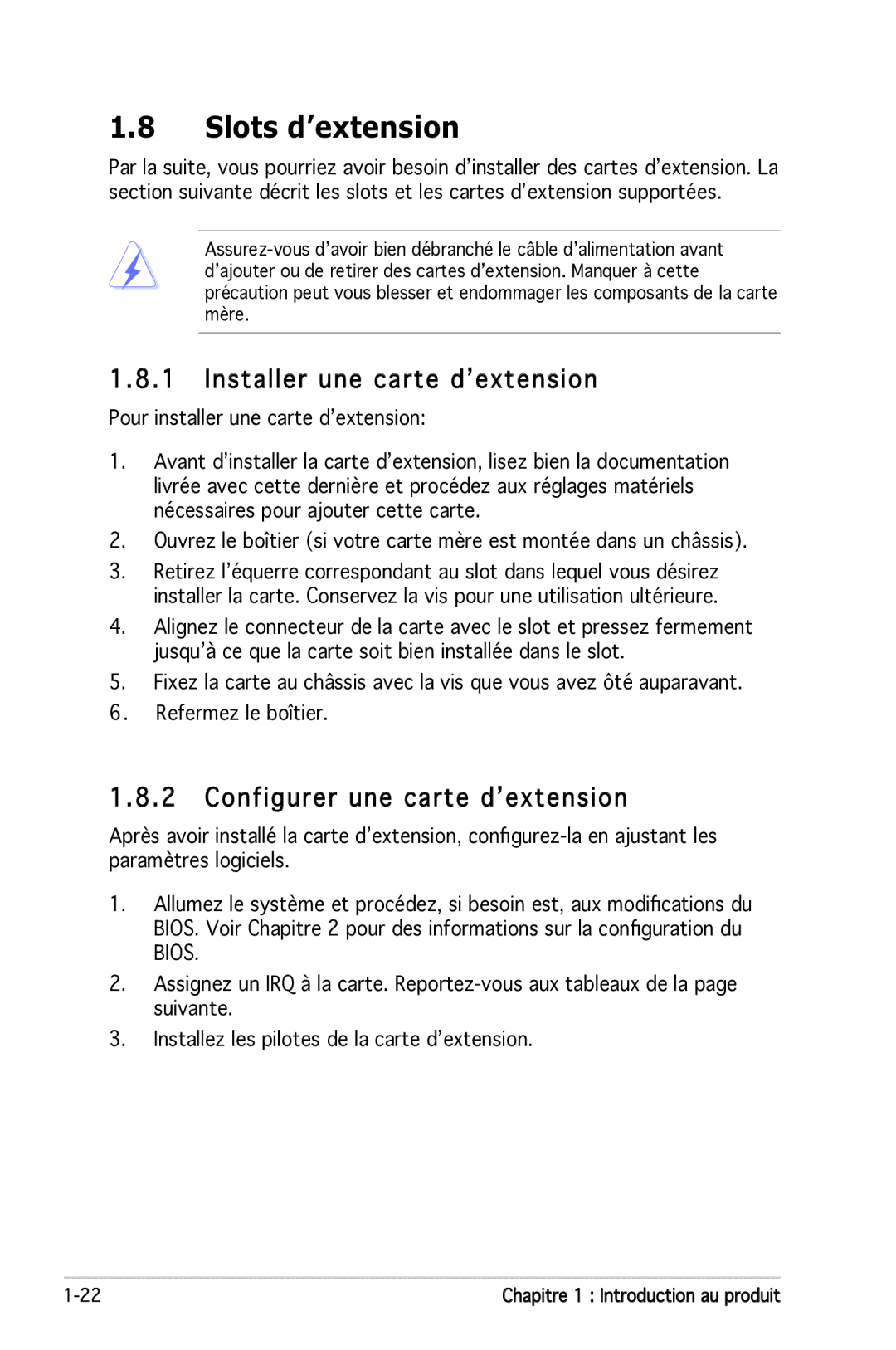 Asus P5N-E SLI manual Slots d’extension, Installer une carte d’extension, Configurer une carte d’extension 