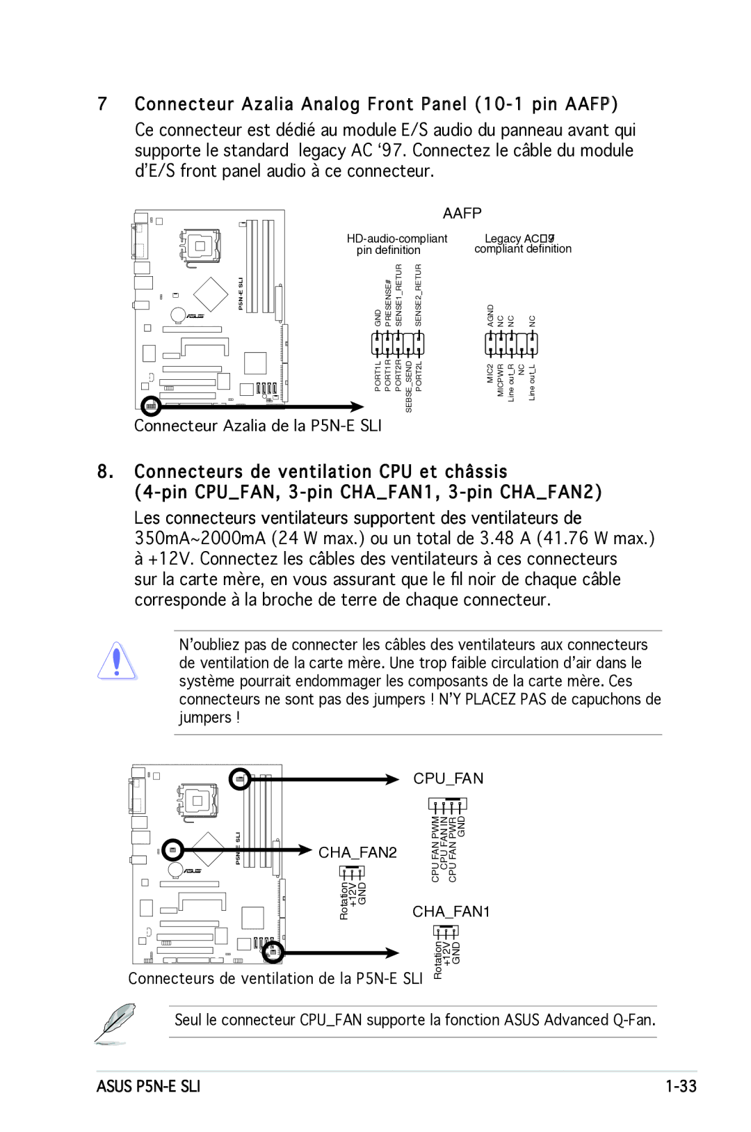 Asus P5N-E SLI manual Cpufan CHAFAN2 