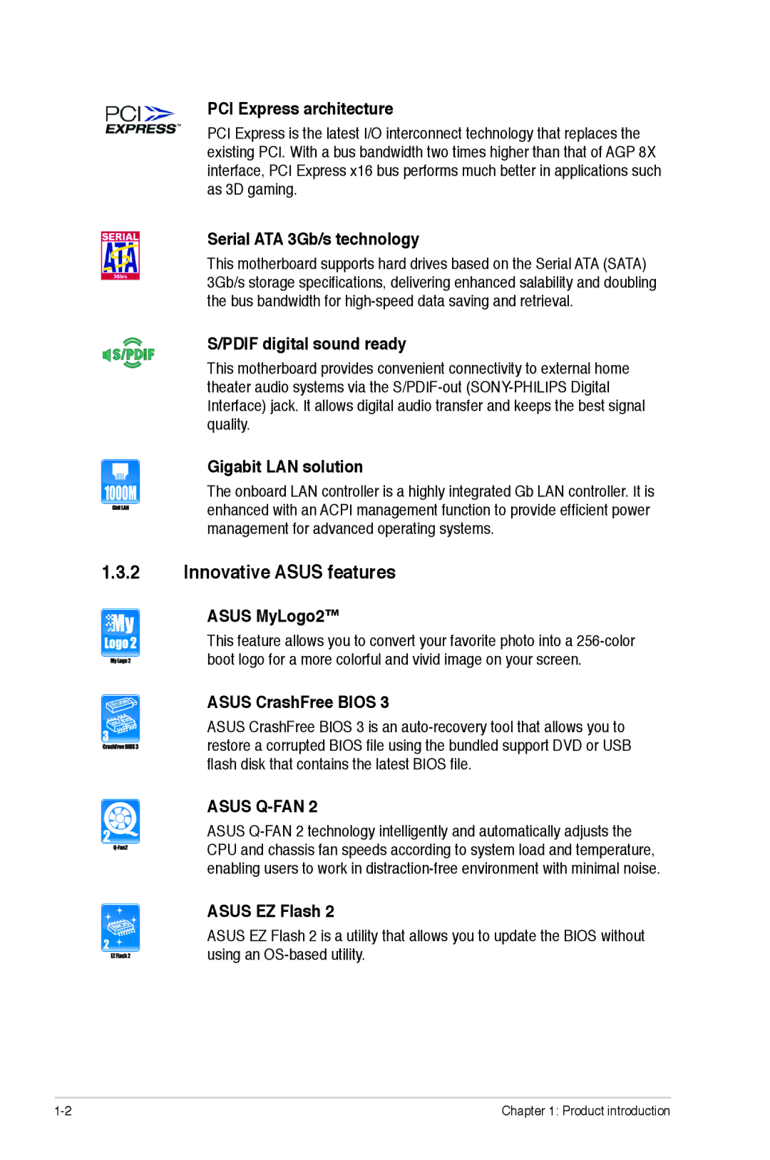 Asus p5p43t manual Innovative Asus features 