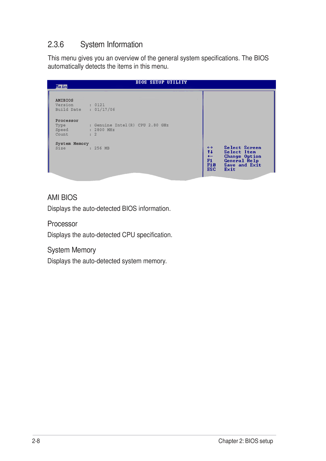 Asus P5SD2-FM manual System Information, Processor, System Memory 