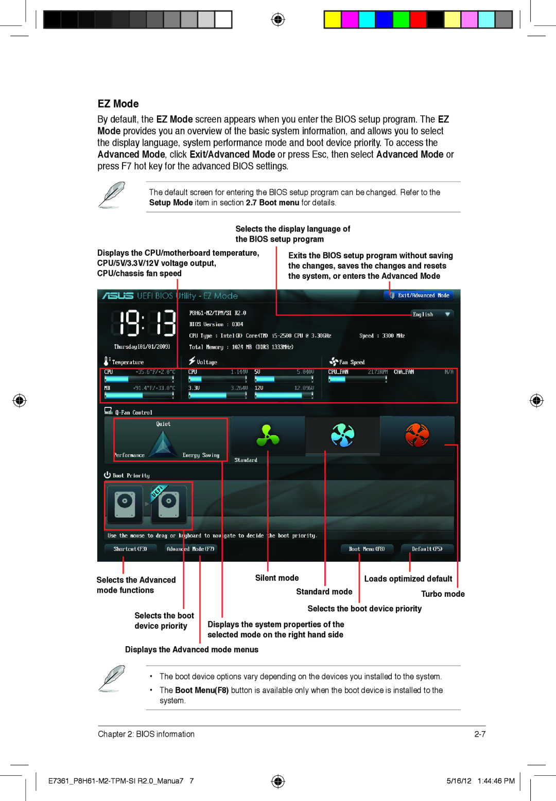 Asus P8H61-m2, si r2.0, tpm manual EZ Mode 