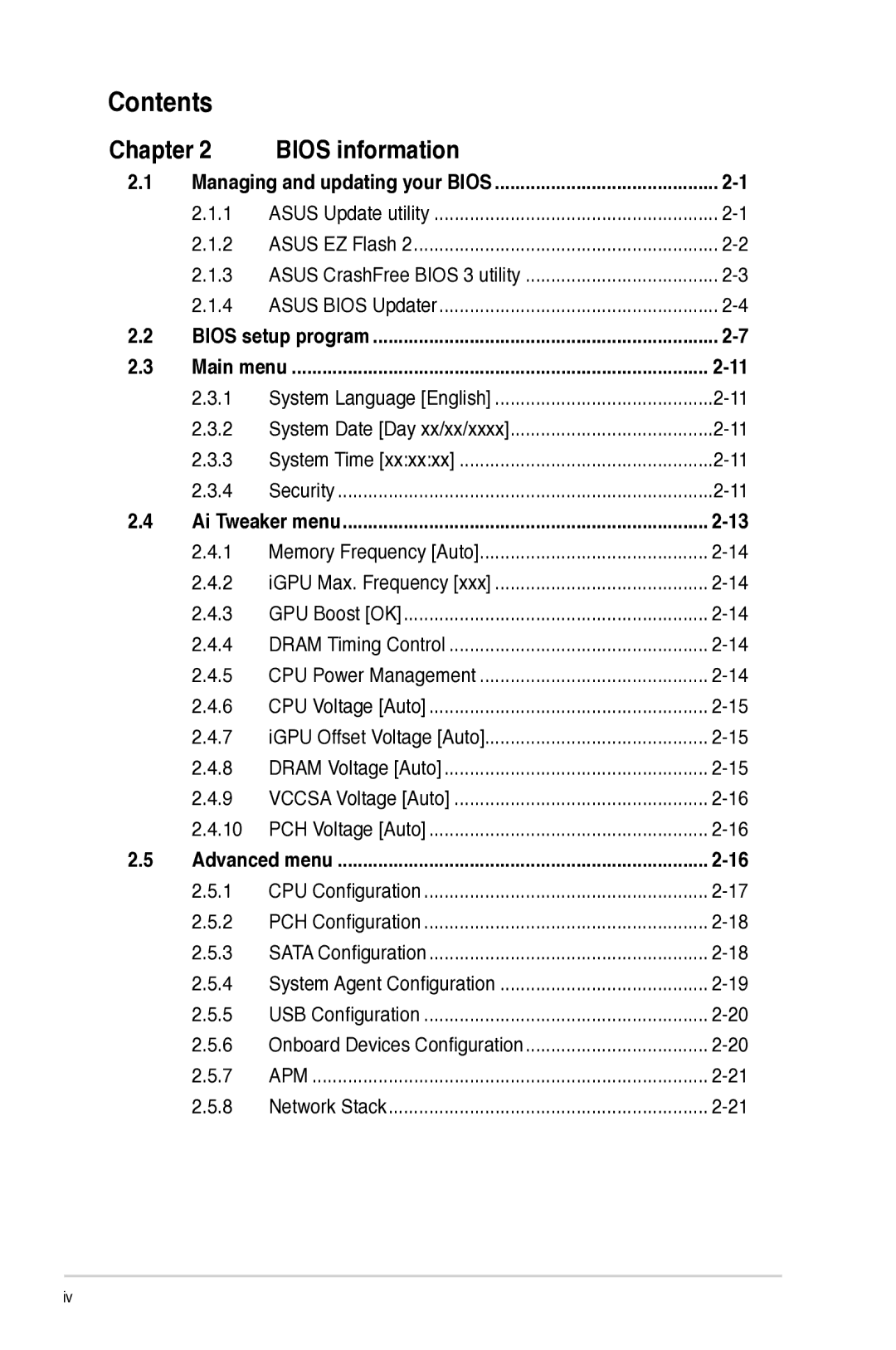 Asus P8H77-I, P8H77I manual Asus Bios Updater, System Language English, CPU Configuration PCH Configuration, Network Stack 