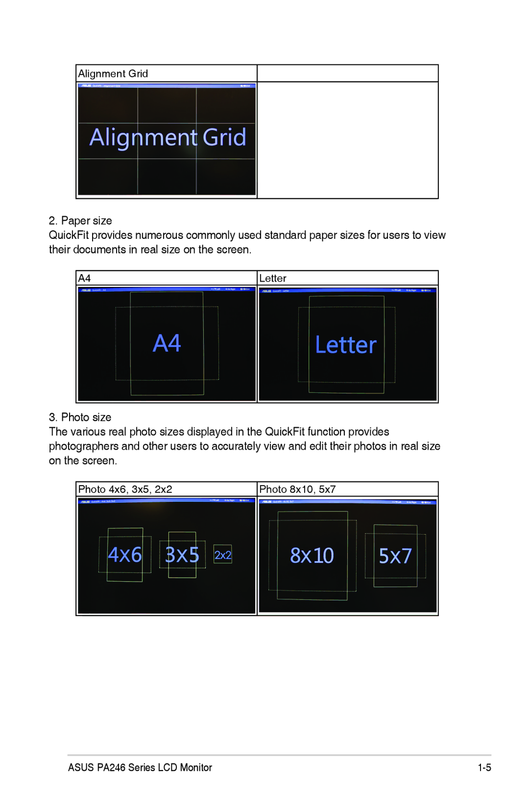 Asus PA246 manual Alignment Grid 