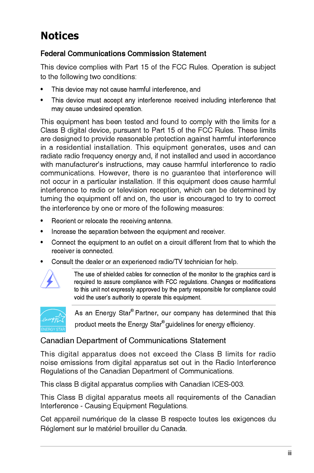 Asus PA248Q manual Federal Communications Commission Statement 