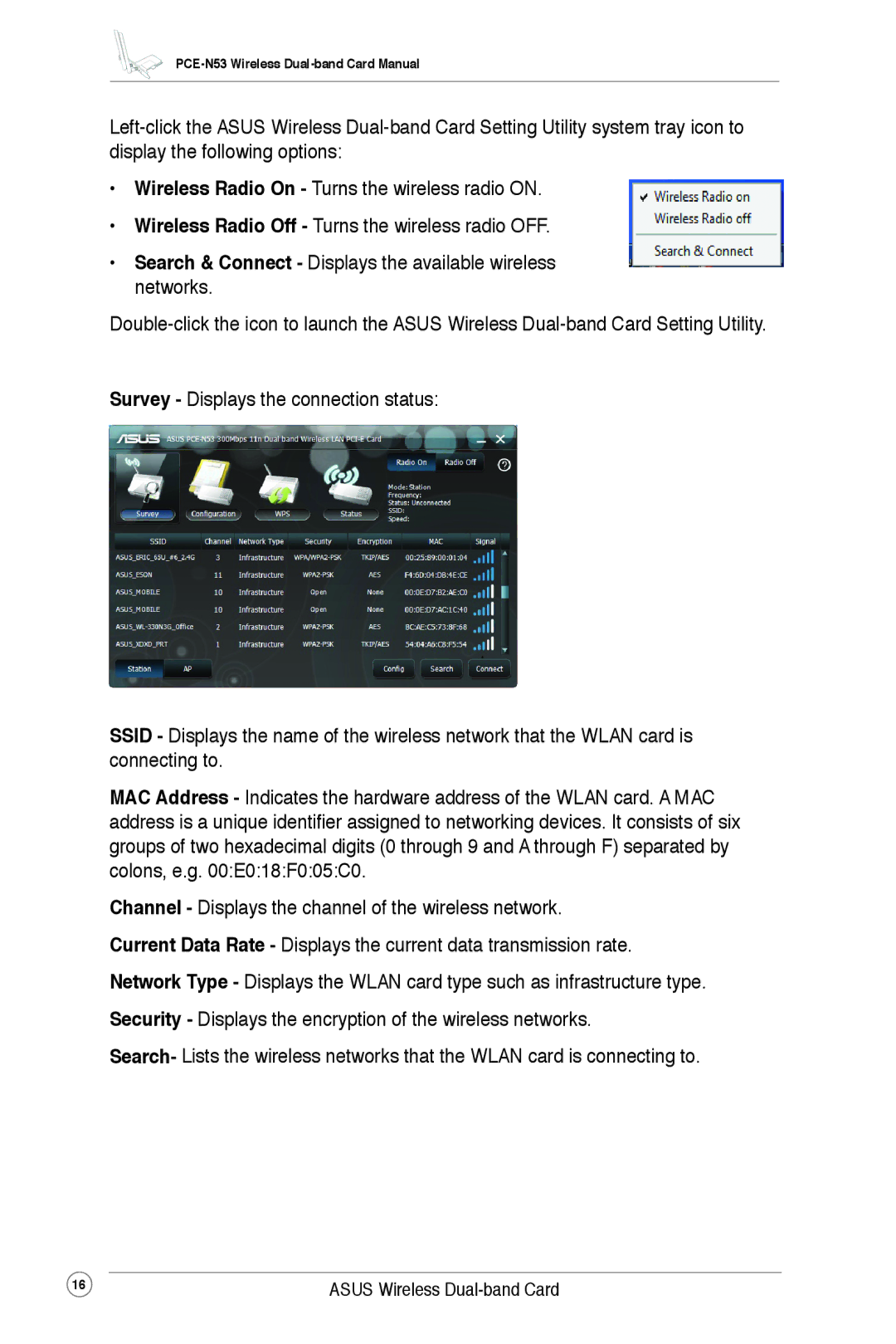 Asus PCE-N53 user manual Asus Wireless Dual-band Card 