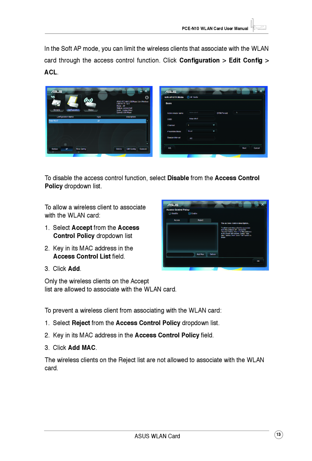 Asus PCEN10 user manual Acl, Access Control List field 