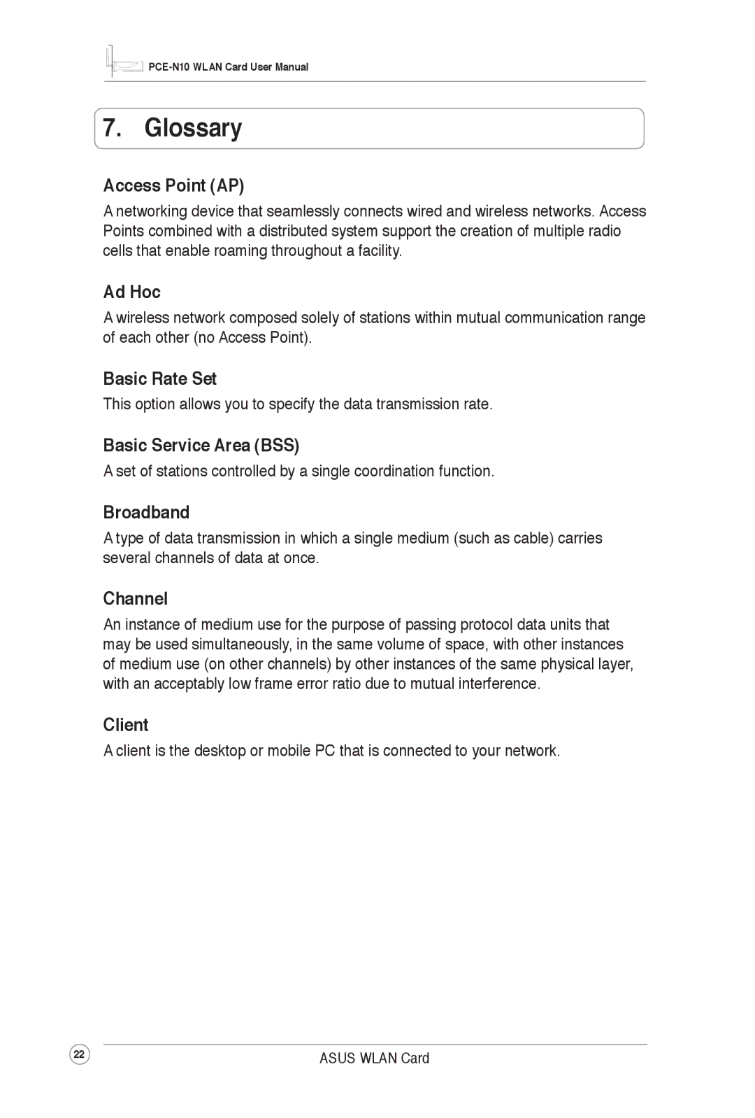 Asus PCEN10 user manual Glossary 