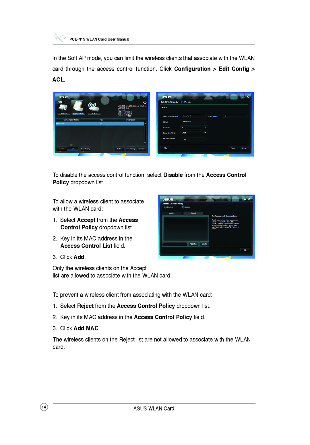 Asus PCEN15 user manual Acl 