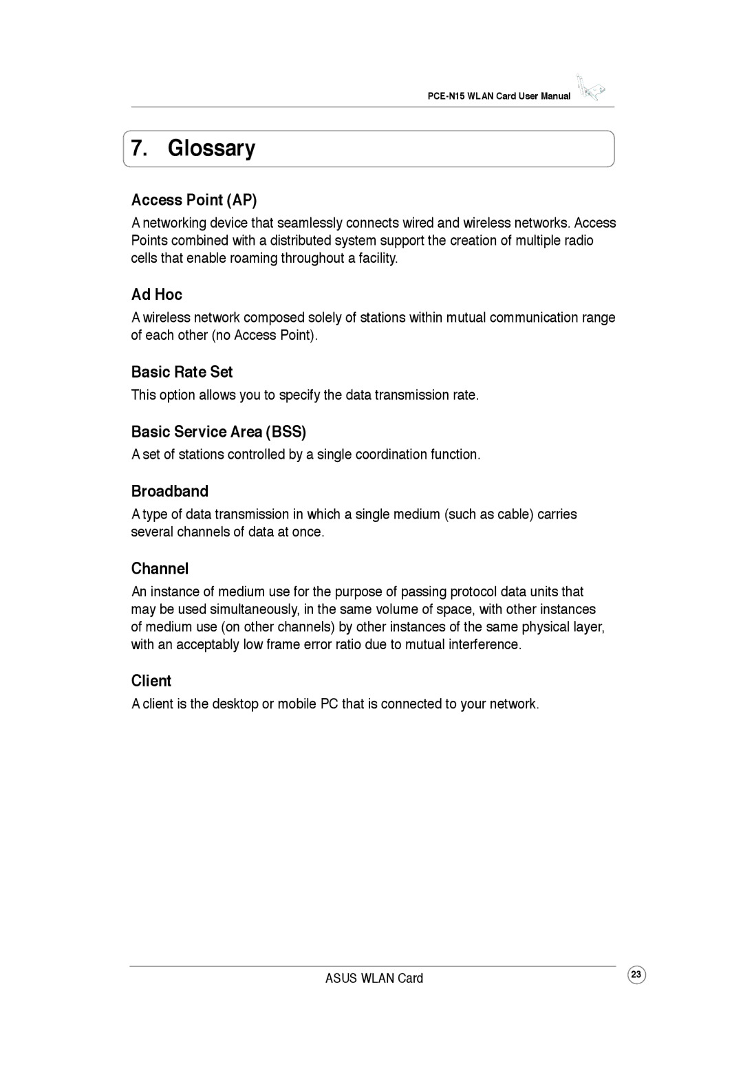 Asus PCEN15 user manual Glossary 