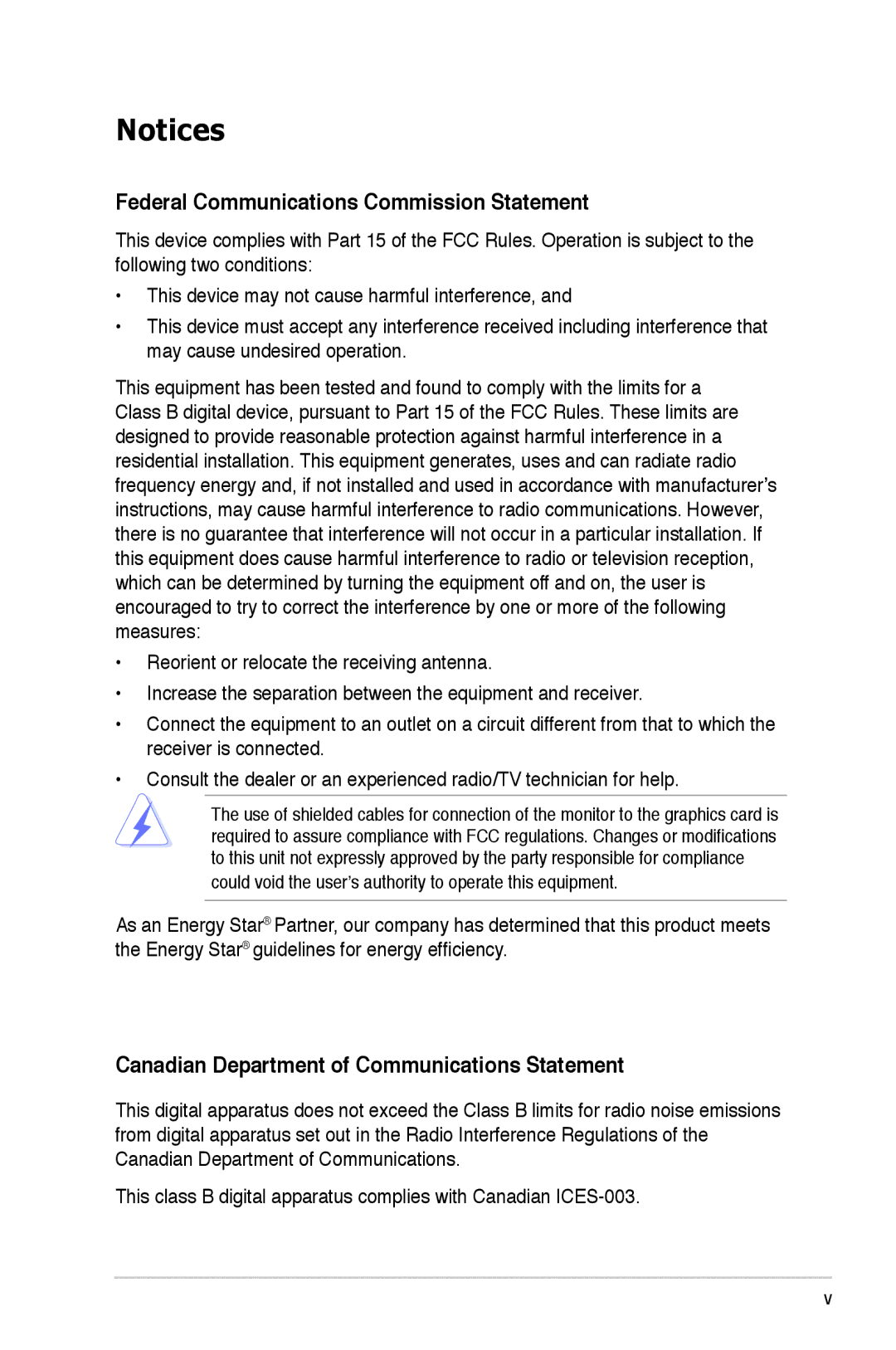 Asus PG221 manual Federal Communications Commission Statement 