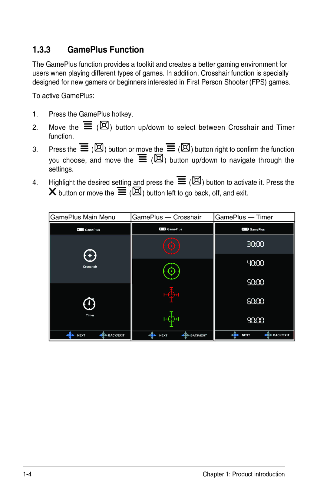 Asus PG278Q manual GamePlus Function 