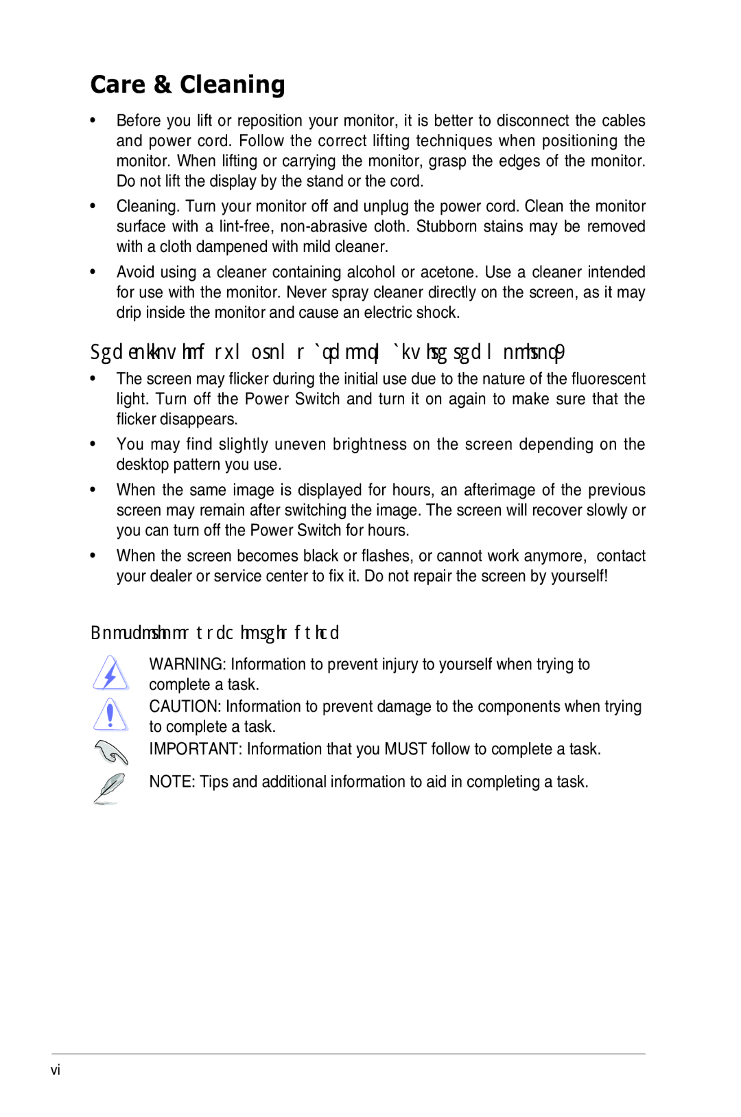 Asus PG278Q manual Care & Cleaning, Following symptoms are normal with the monitor, Conventions used in this guide 