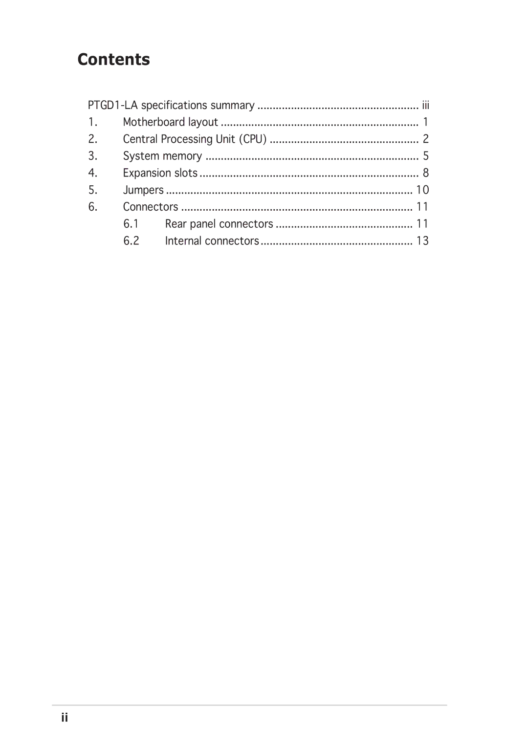 Asus PTGD1-LA manual Contents 