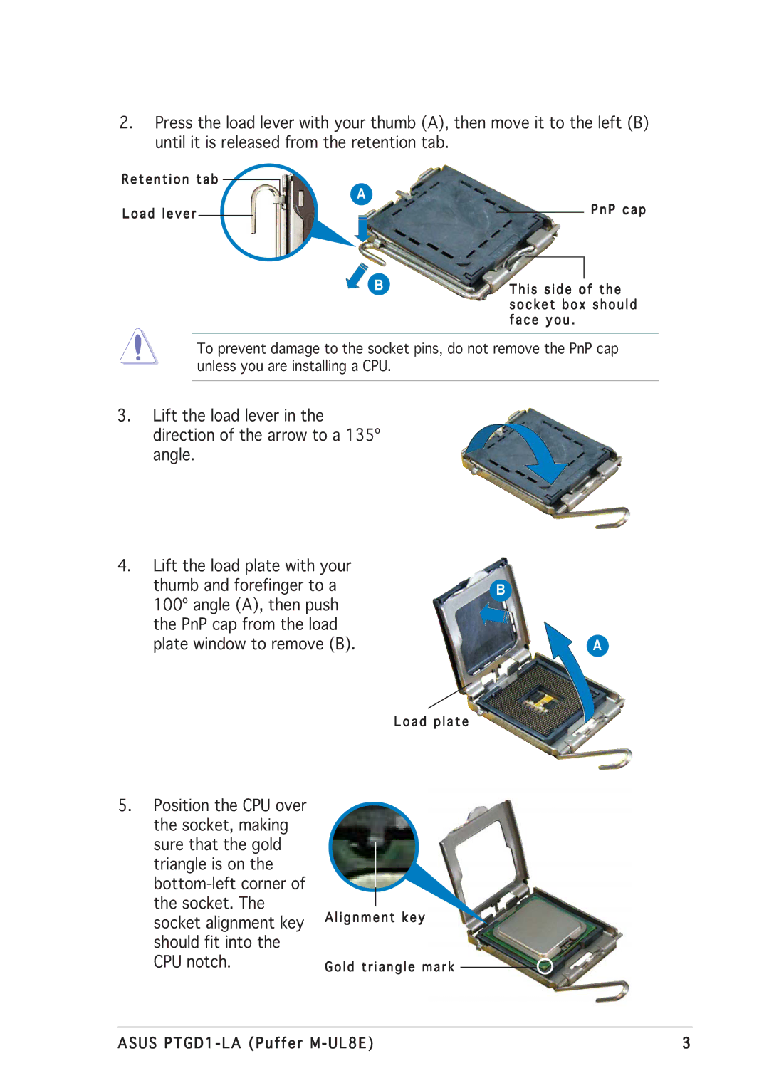 Asus PTGD1-LA manual Load plate 