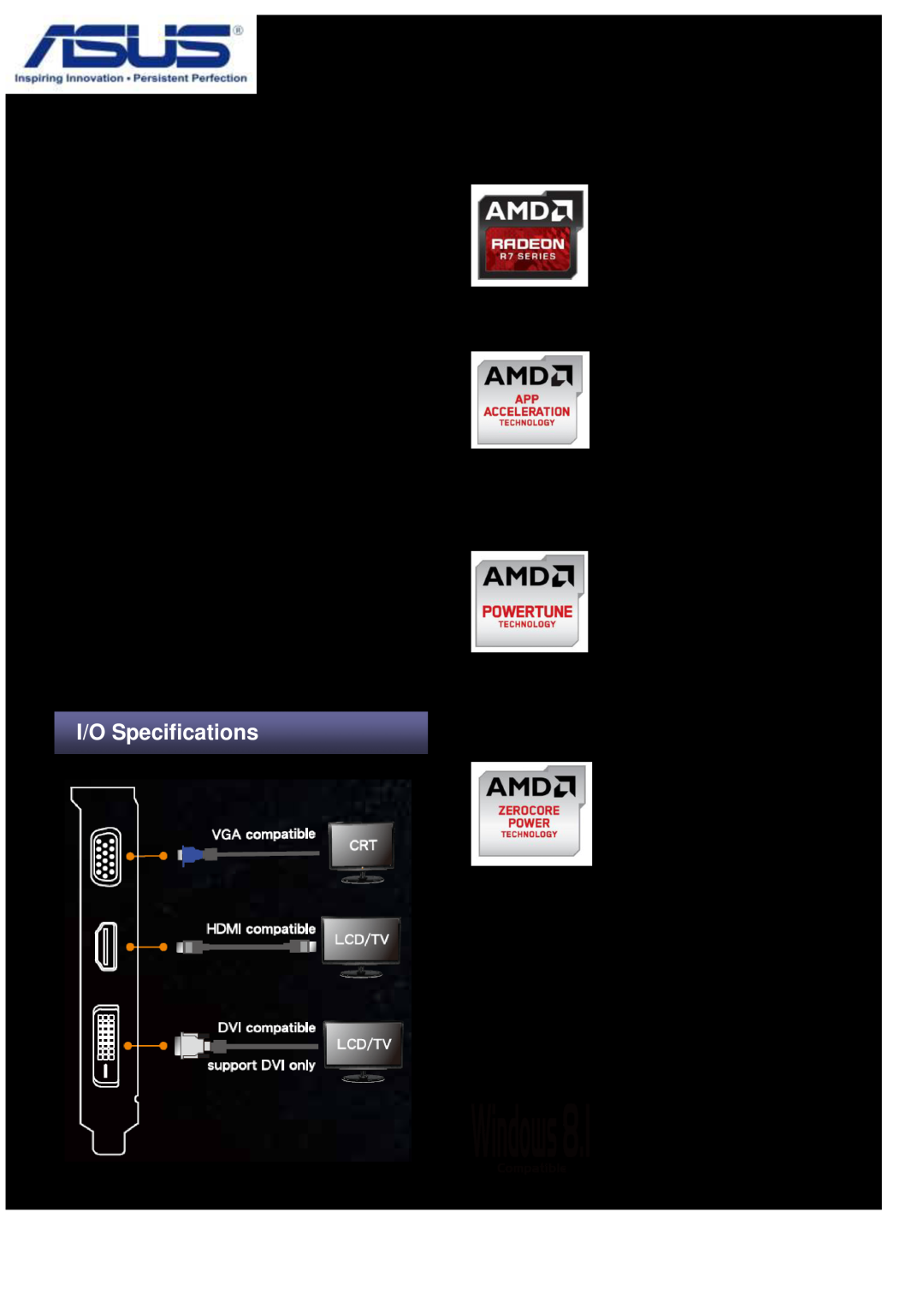 Asus R72402GD3L  Gigantic 2GB DDR3 Memory,  AMD Radeon R7,  Low Profile Design,  AMD App Acceleration, technology 