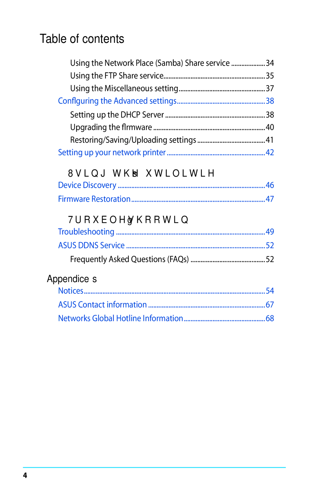 Asus RT-AC56R manual Table of contents 