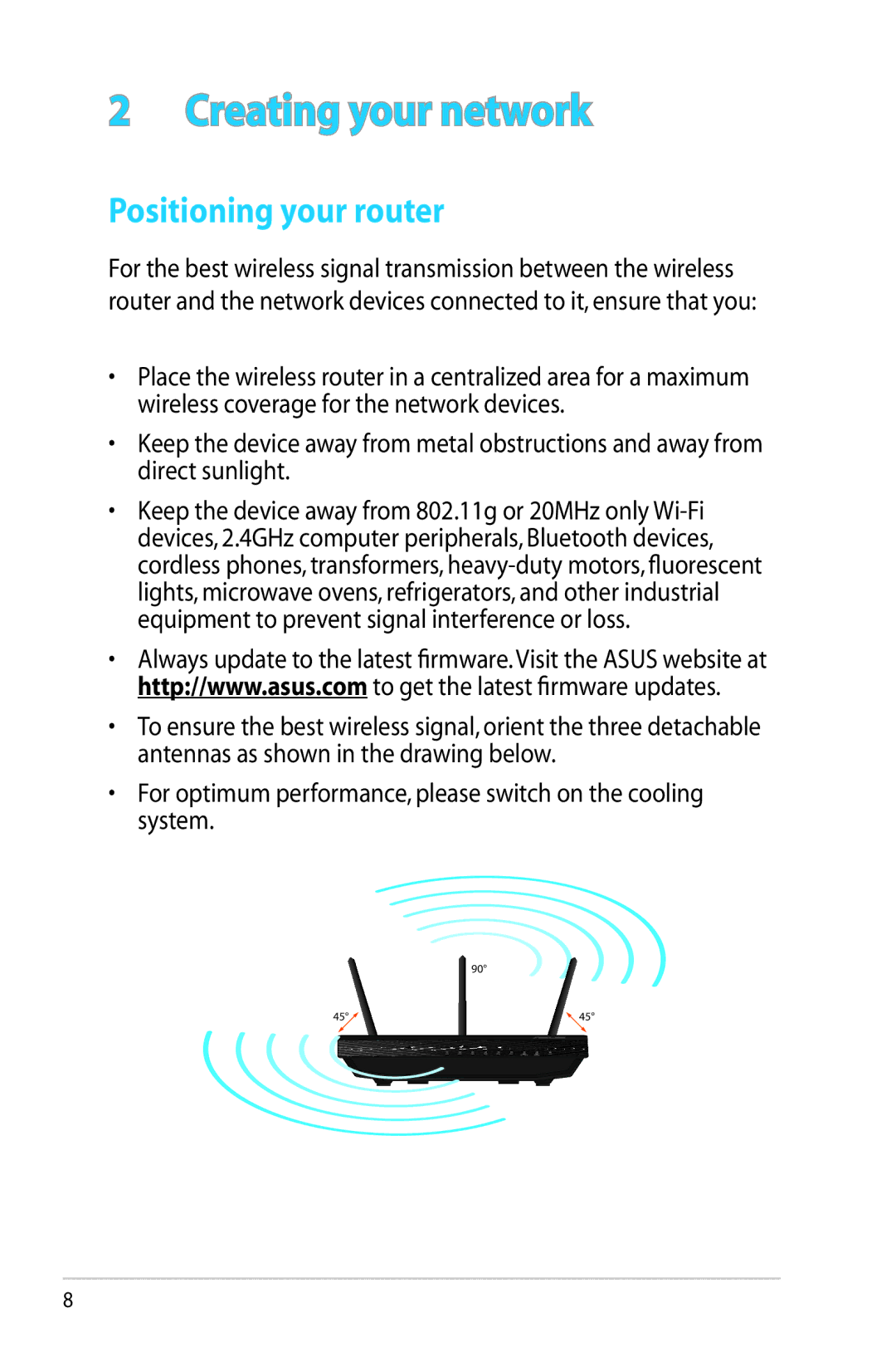 Asus RT-AC66U manual Creating your network, Positioning your router 