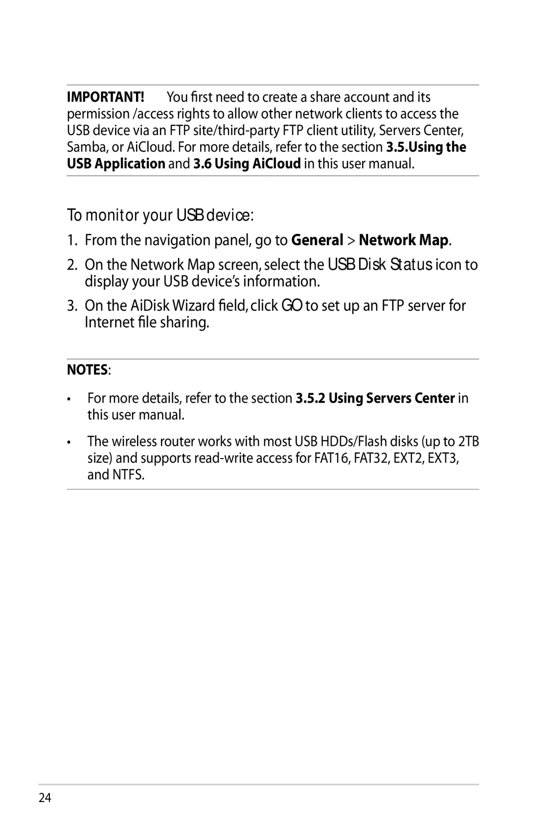 Asus RT-AC68R manual To monitor your USB device 