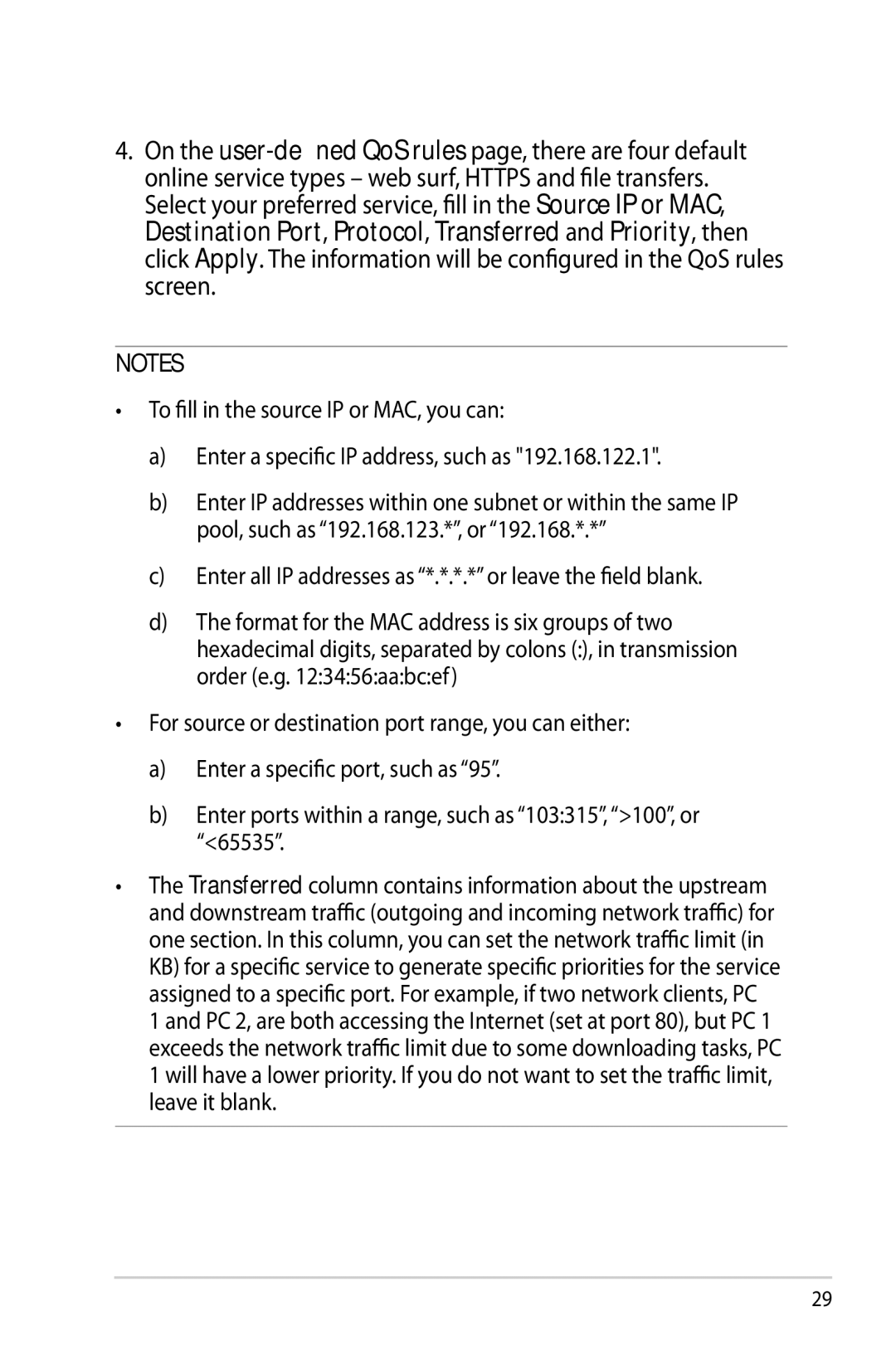 Asus RT-AC68R manual Enter all IP addresses as *.*.*.* or leave the field blank 