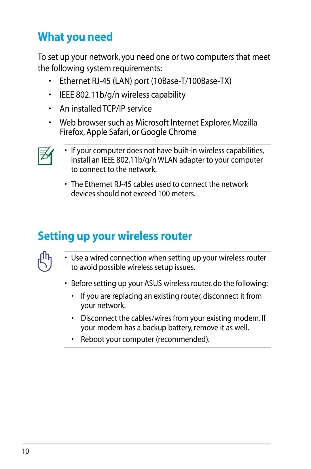 Asus RT-N10P, RTN10P manual What you need, Setting up your wireless router 