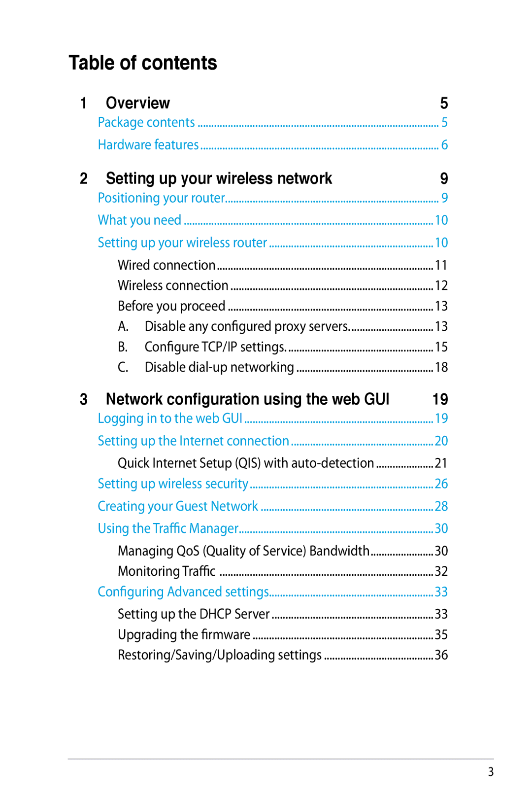 Asus RTN10P, RT-N10P manual Table of contents 