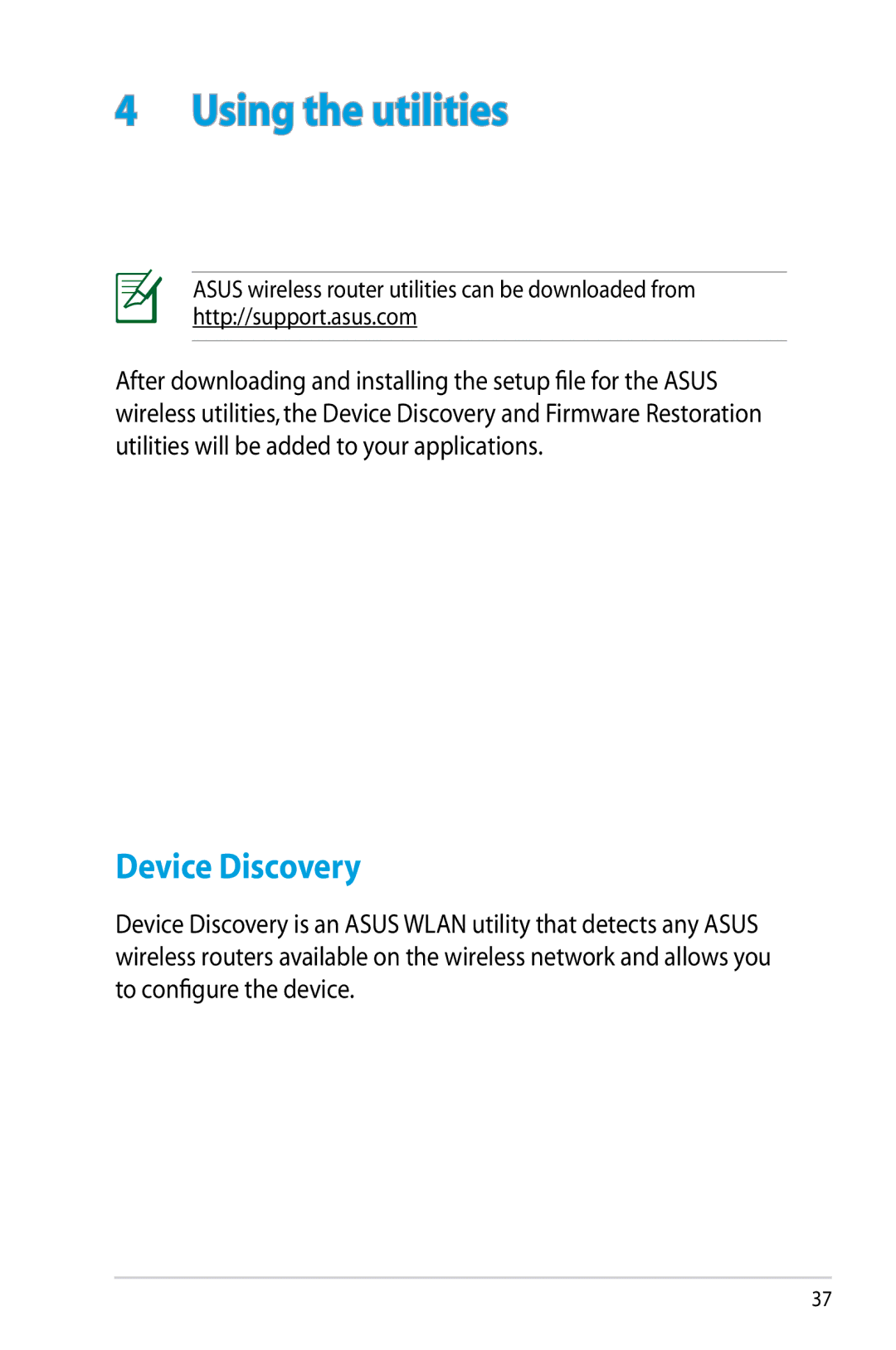 Asus RTN10P, RT-N10P manual Using the utilities, Device Discovery 