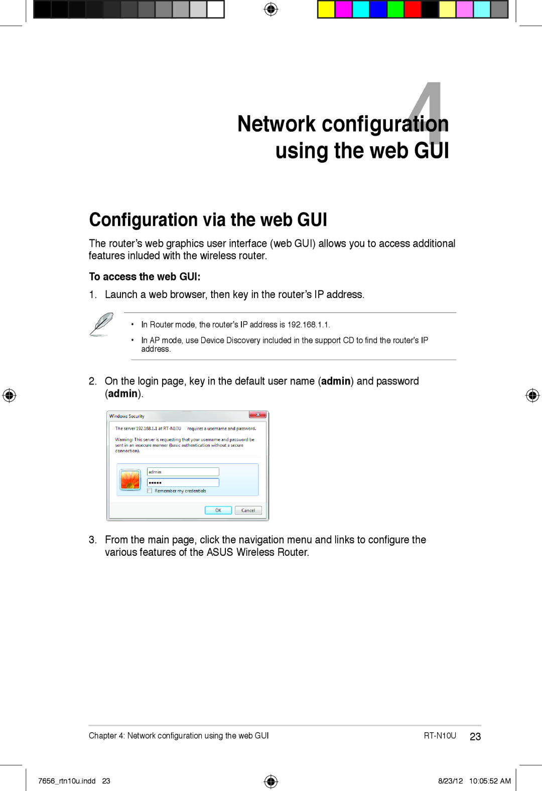 Asus RT-N10U user manual Configuration via the web GUI, Network configuration4 using the web GUI, To access the web GUI 