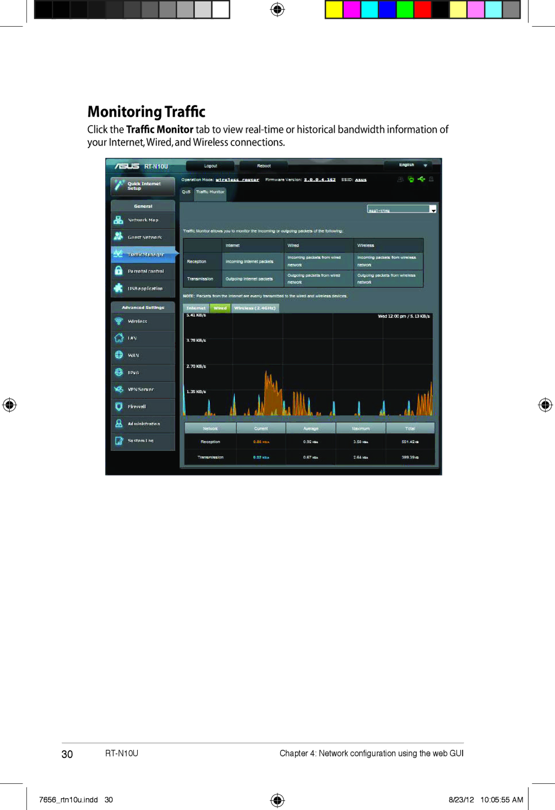 Asus RT-N10U user manual Monitoring Traffic 