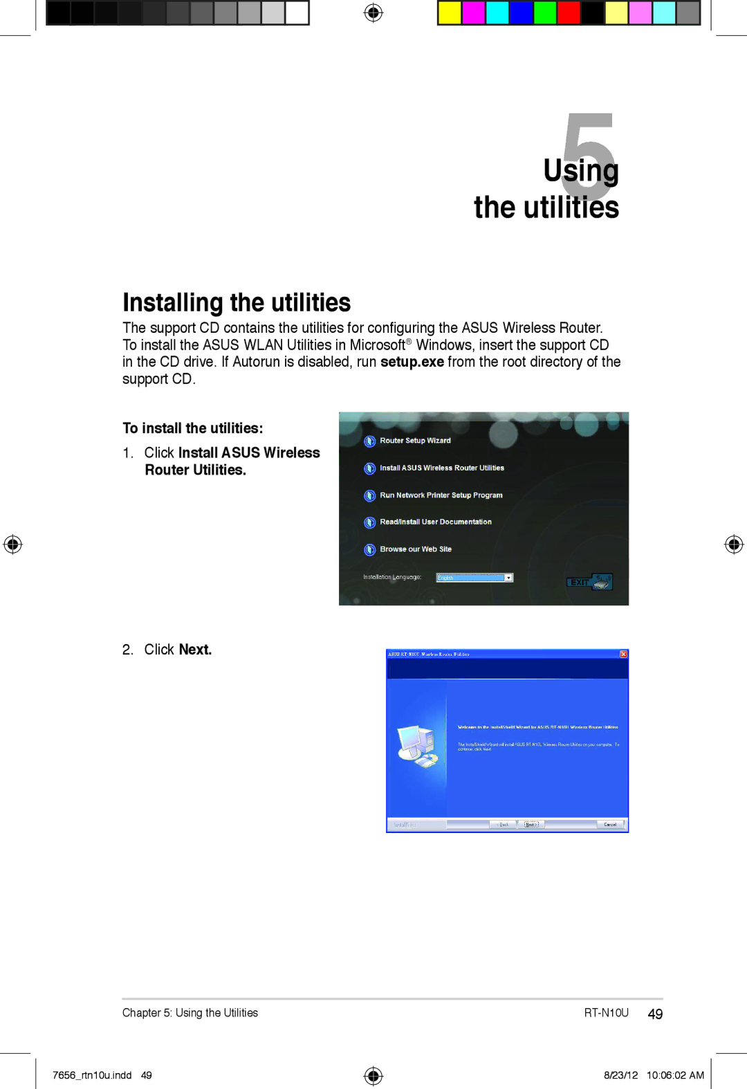 Asus RT-N10U user manual Using5 the utilities Installing the utilities 