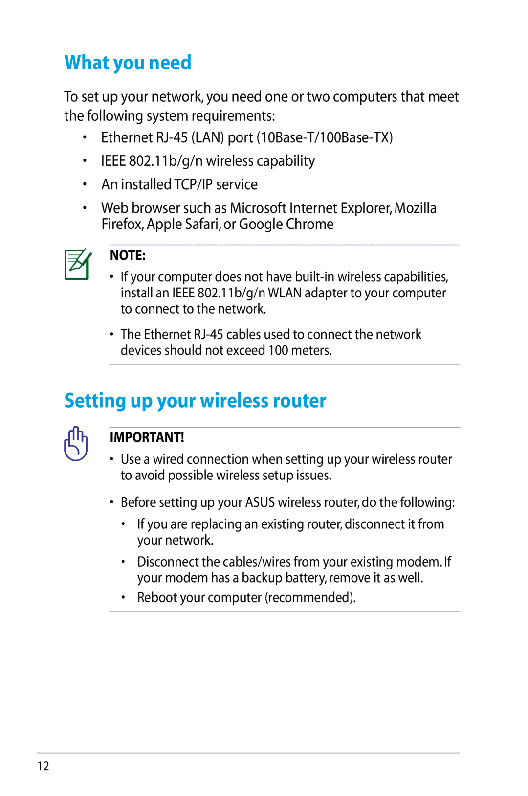 Asus RT-N12/D1, RTN12D1 manual What you need, Setting up your wireless router 