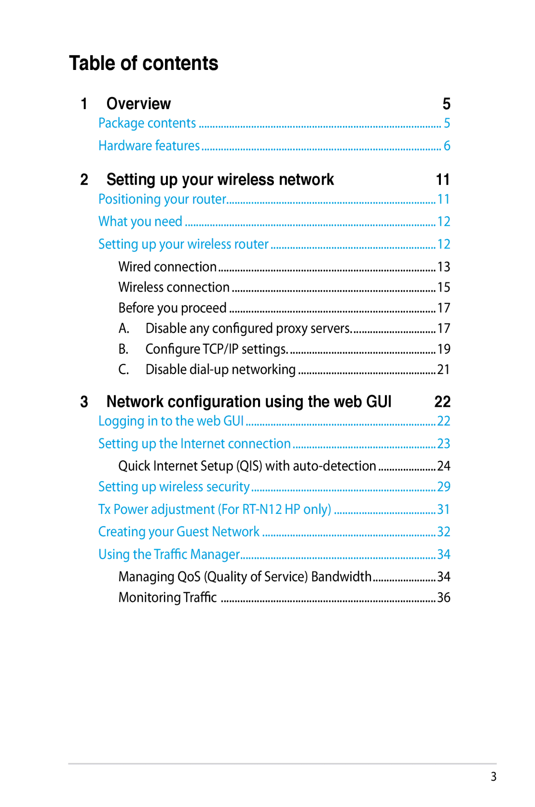 Asus RT-N12/D1, RTN12D1 manual Table of contents 