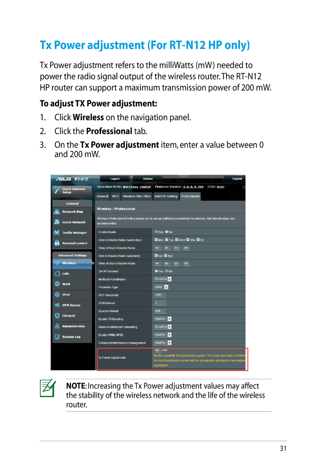 Asus RTN12D1, RT-N12/D1 manual Tx Power adjustment For RT-N12 HP only, To adjust TX Power adjustment 