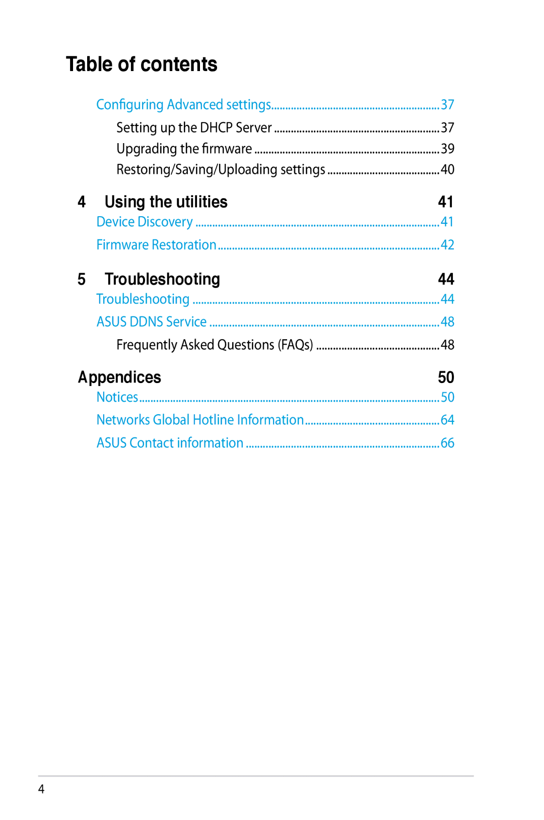 Asus RTN12D1, RT-N12/D1 manual Table of contents 