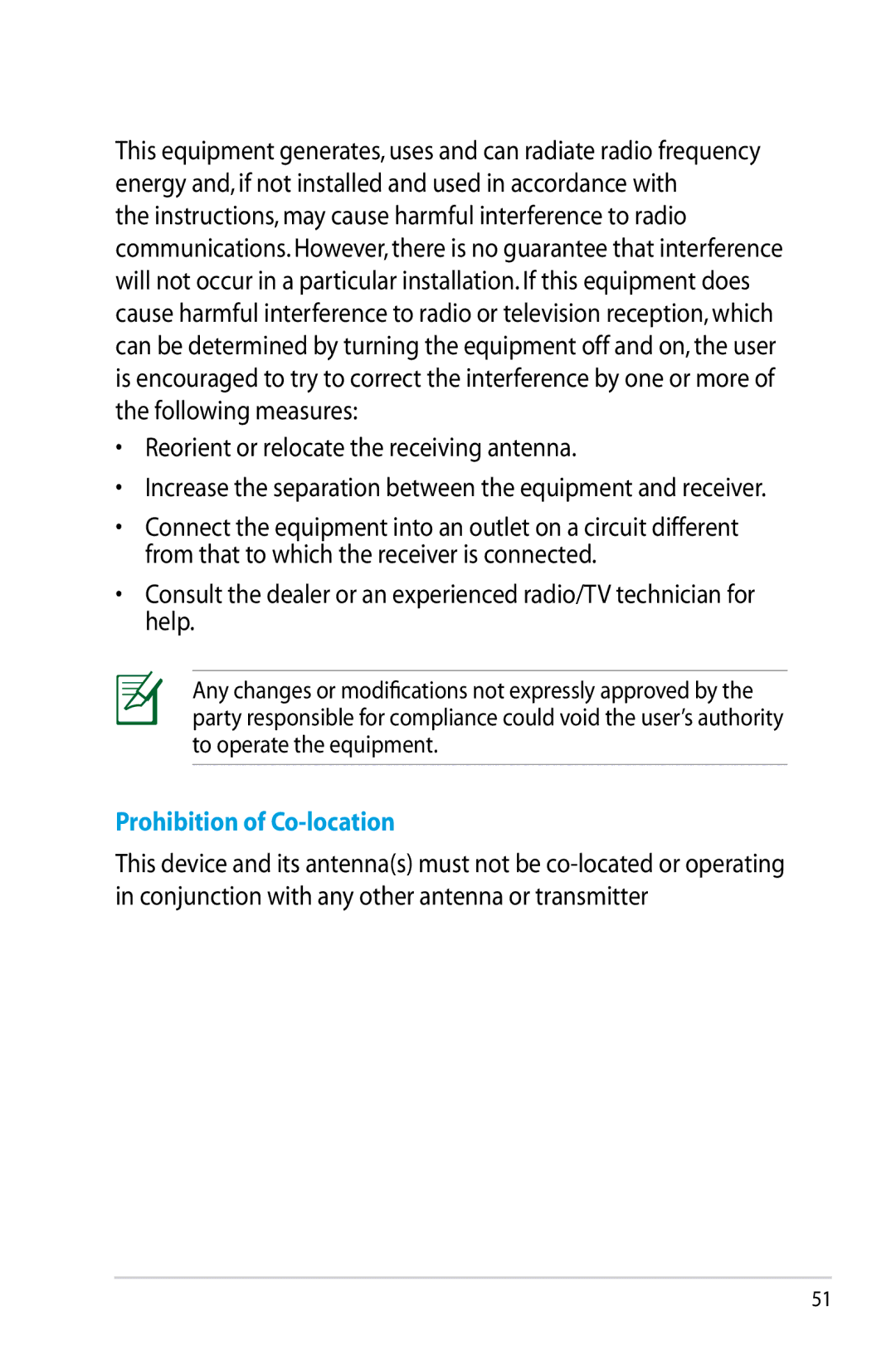 Asus RT-N12/D1, RTN12D1 manual Prohibition of Co-location 