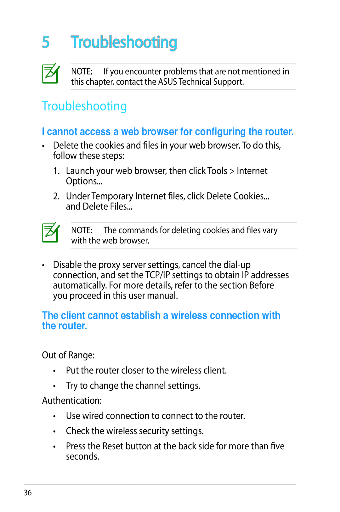 Asus RT-N53 manual Troubleshooting 