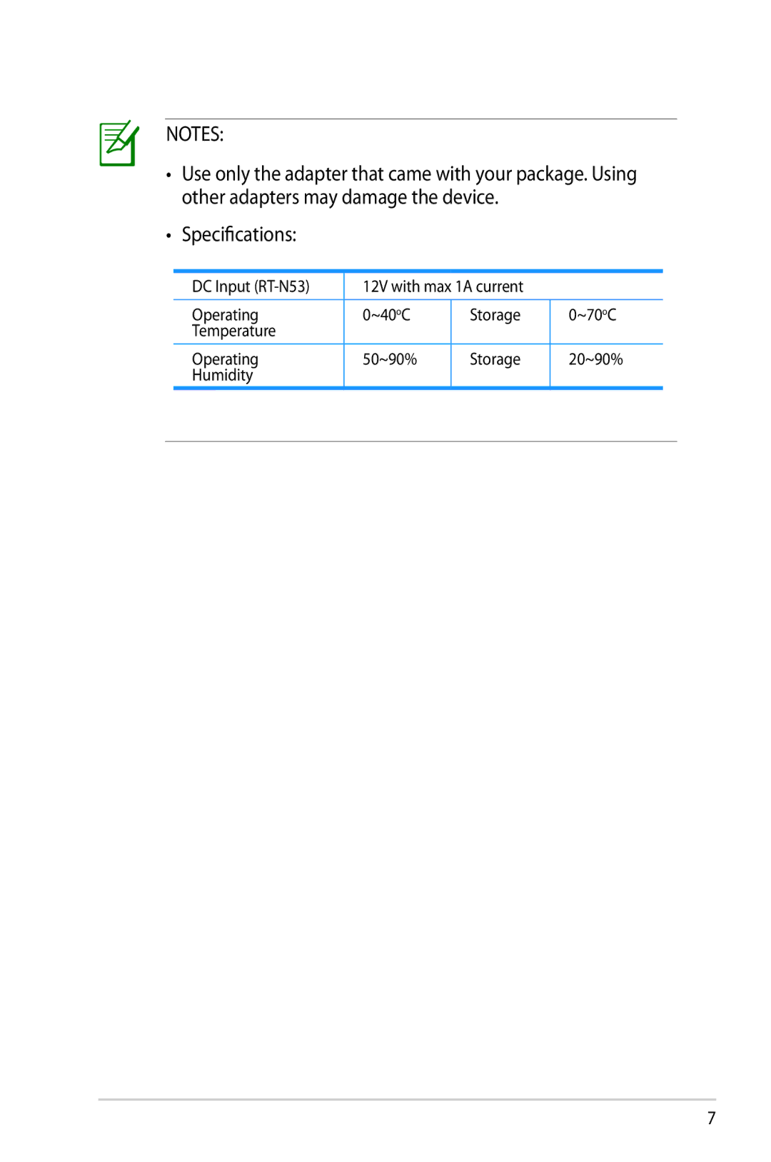 Asus RT-N53 manual Specifications 