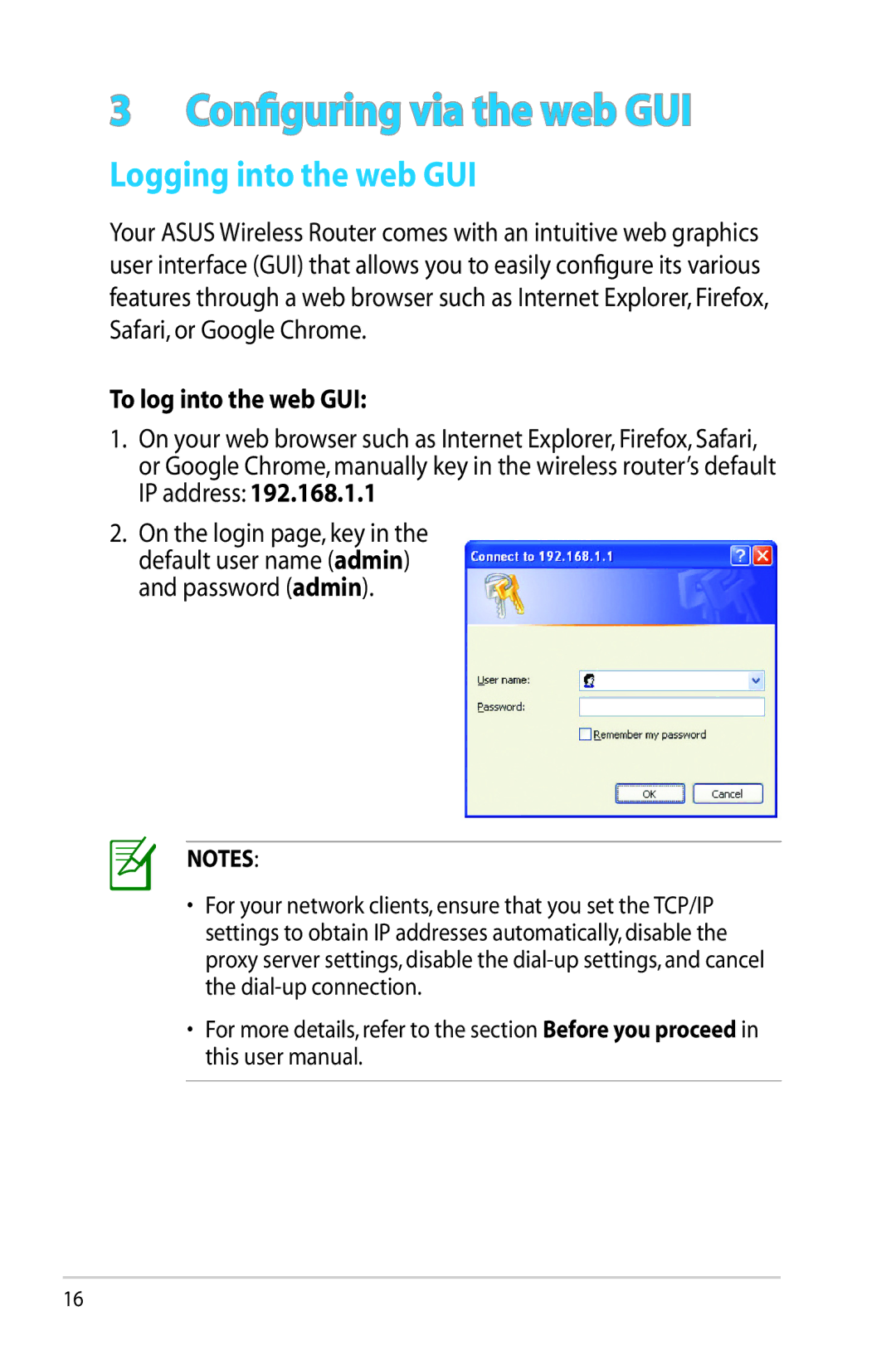 Asus RT-N65U, RTN65U manual Logging into the web GUI, To log into the web GUI 