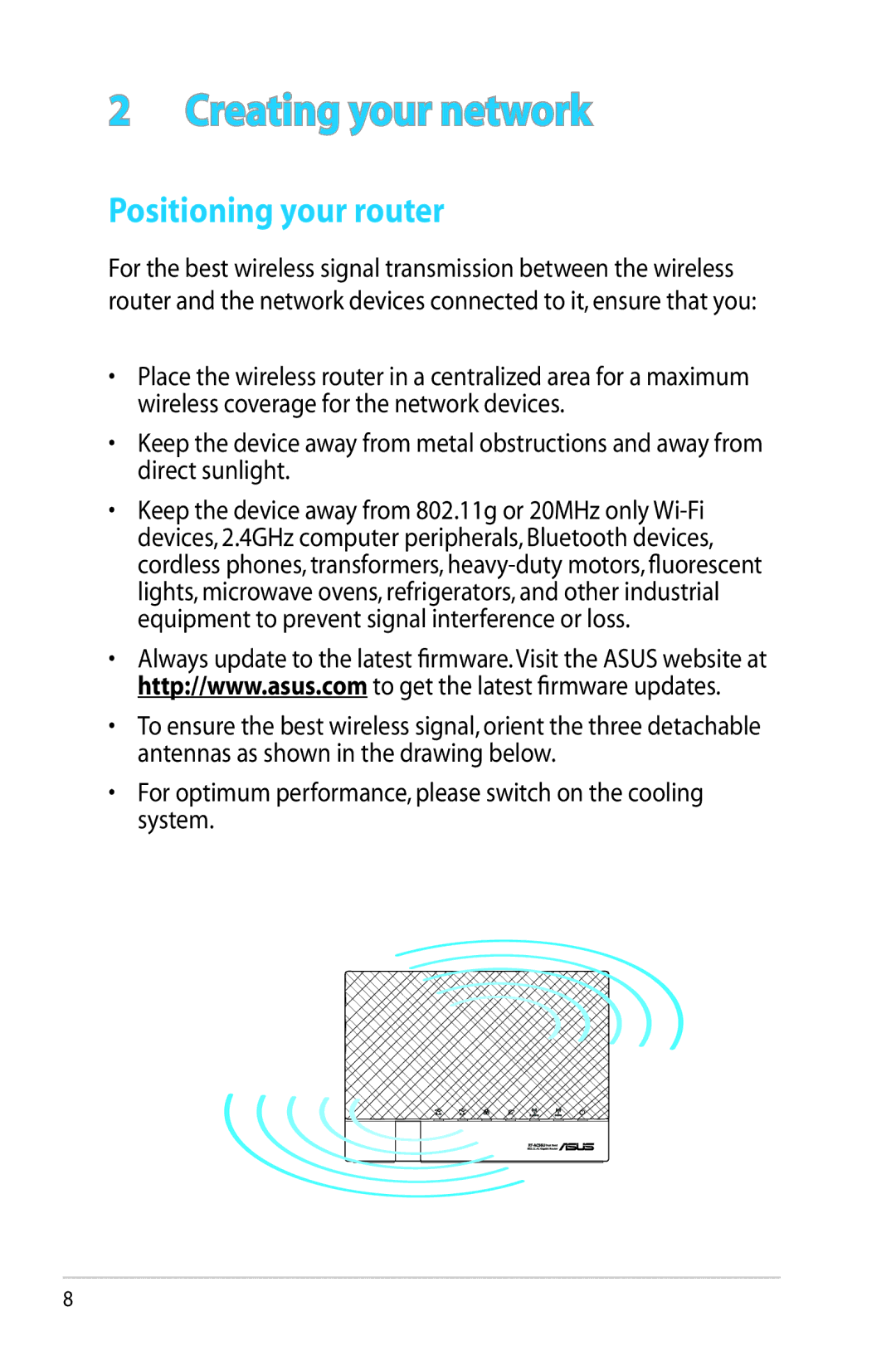 Asus RTAC56U manual Creating your network, Positioning your router 