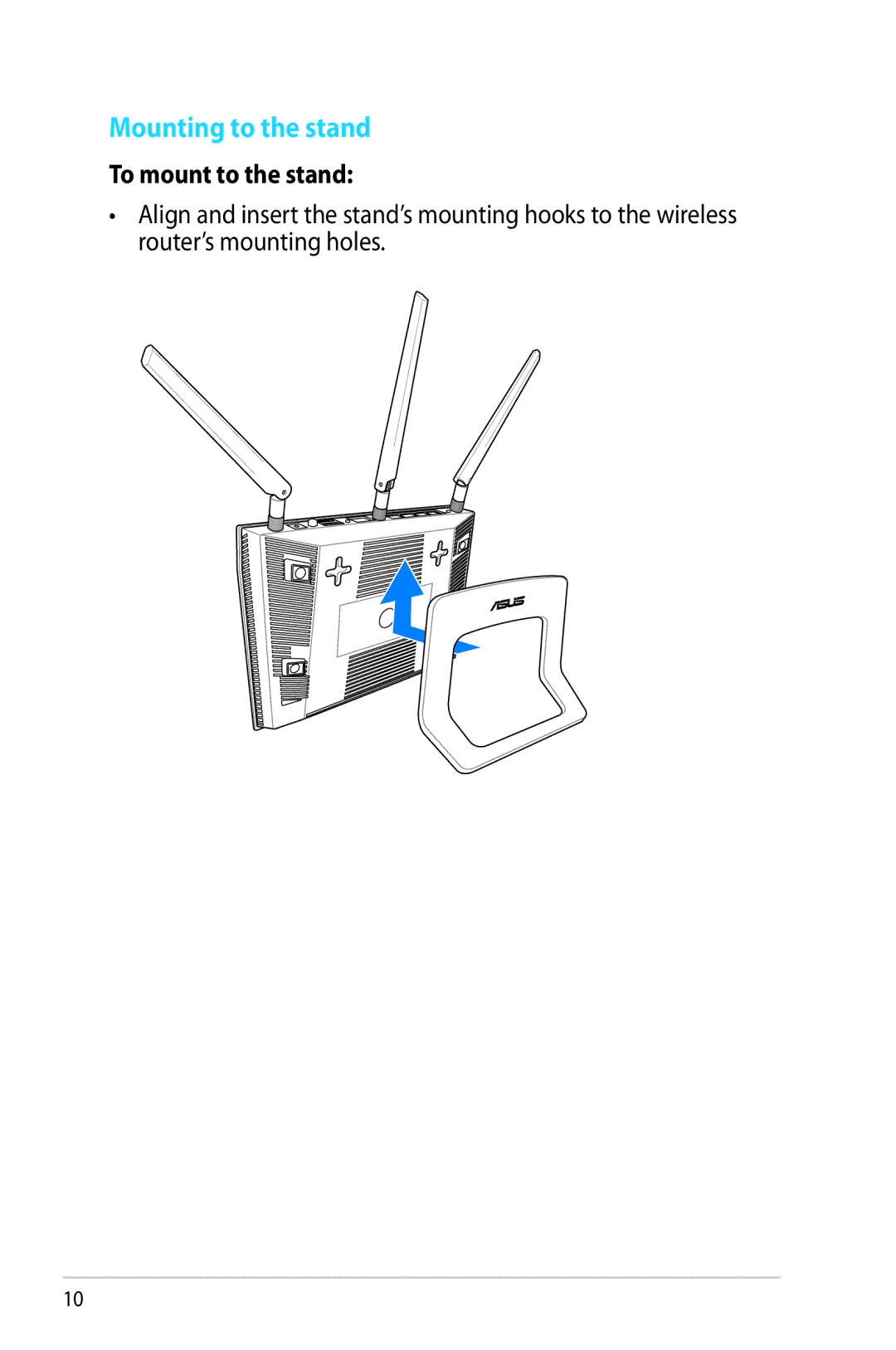 Asus RTAC66U manual Mounting to the stand, To mount to the stand 