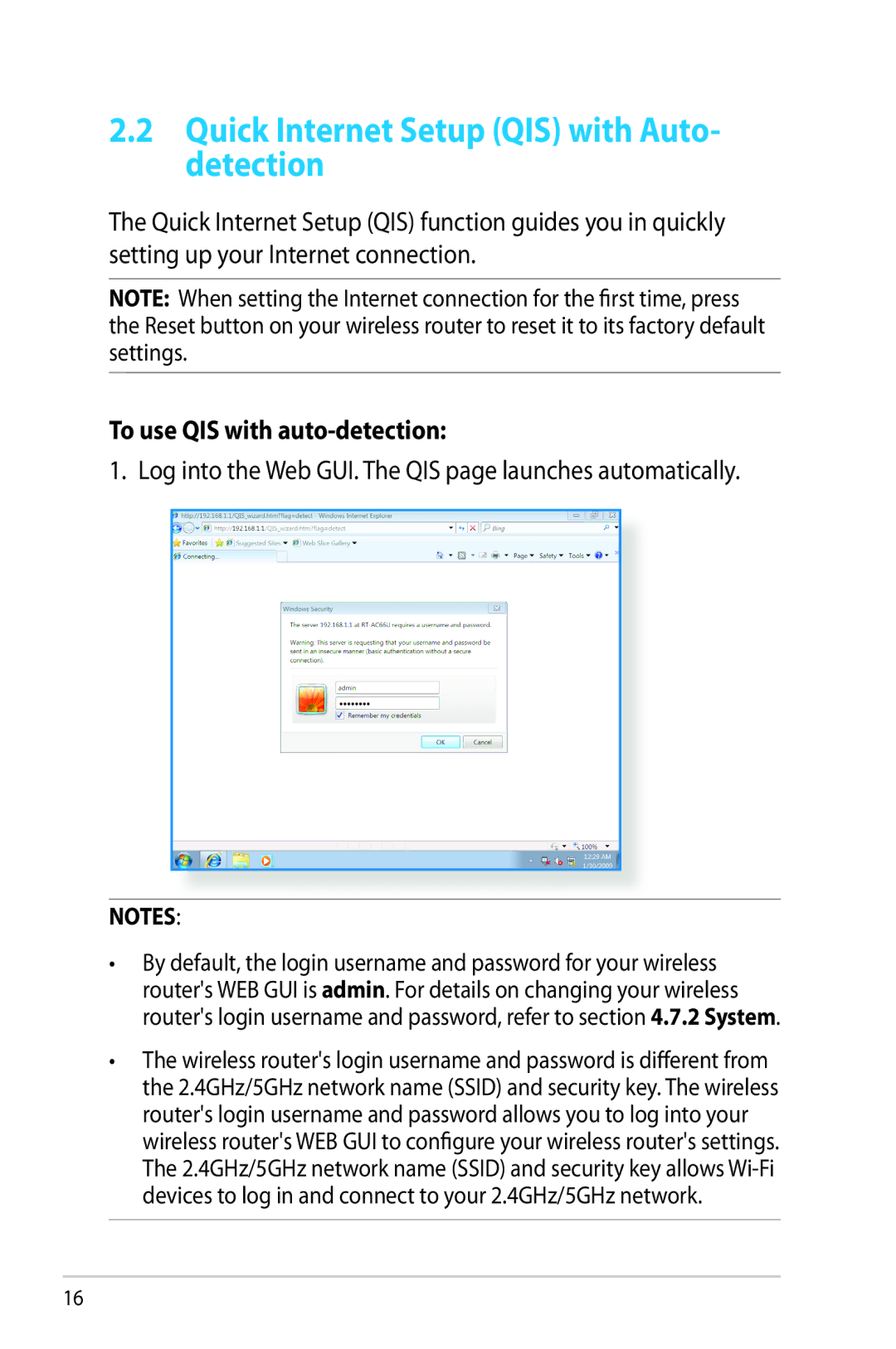 Asus RTAC66U manual Quick Internet Setup QIS with Auto- detection, To use QIS with auto-detection 