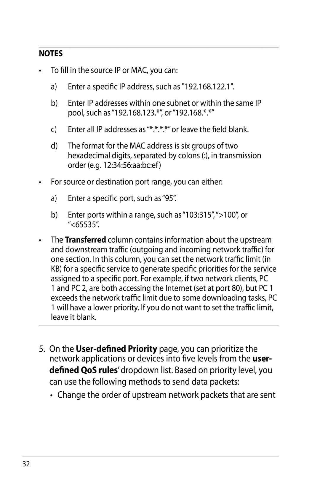 Asus RTAC66U manual Change the order of upstream network packets that are sent 