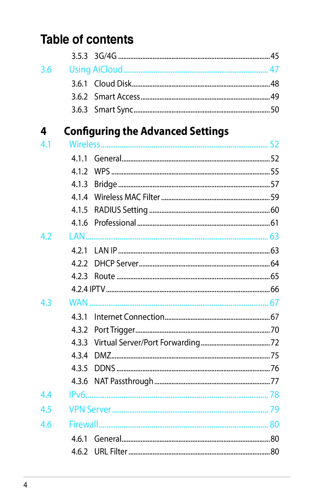 Asus RTAC66U manual Configuring the Advanced Settings 