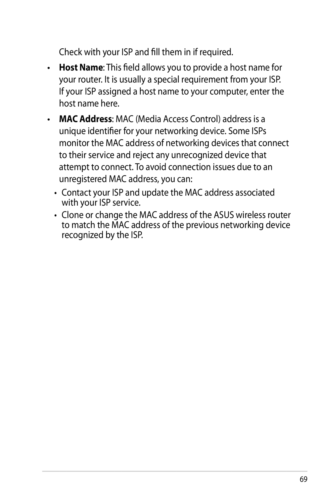 Asus RTAC66U manual Check with your ISP and fill them in if required 