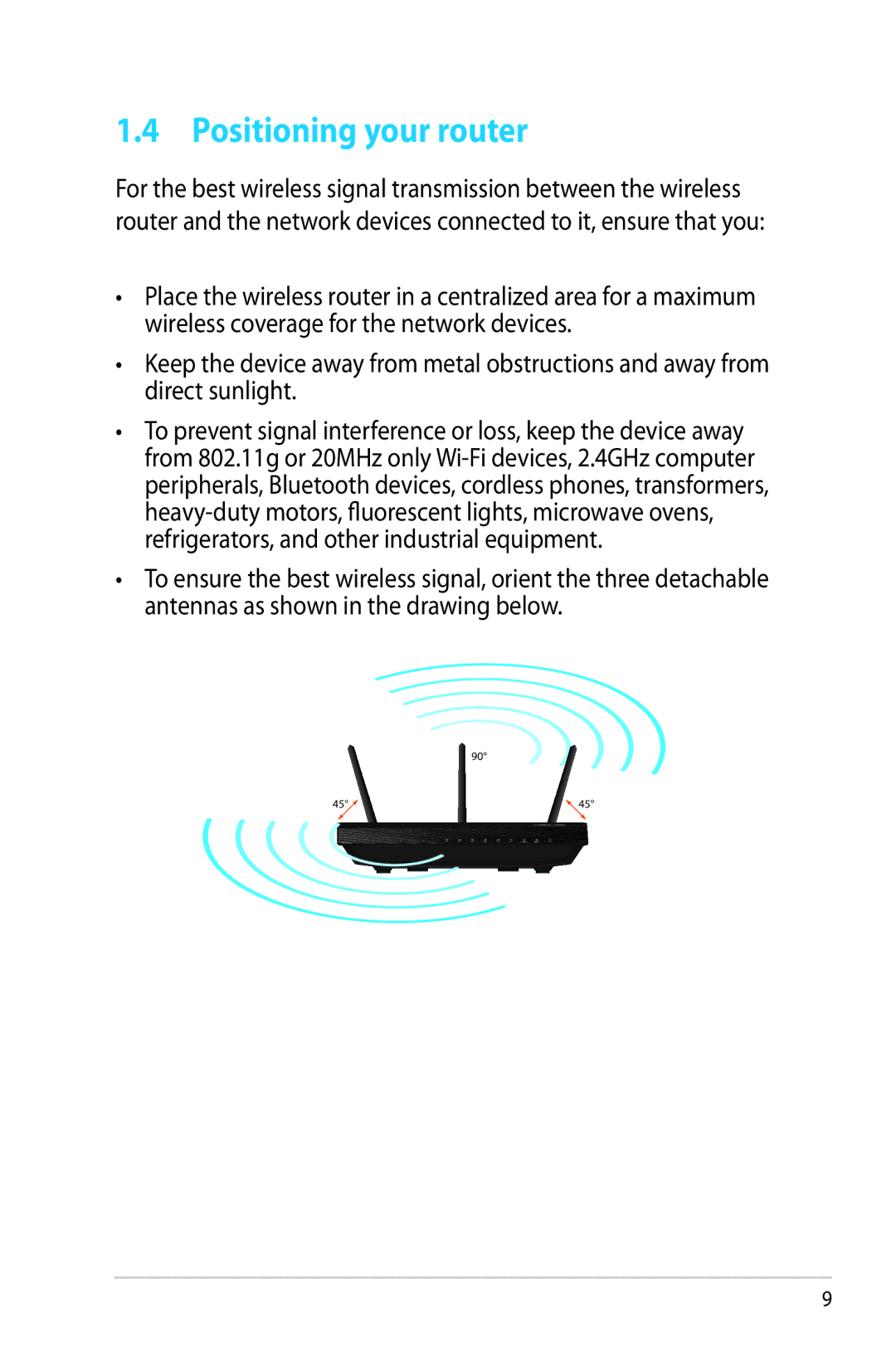 Asus RTAC66U manual Positioning your router 