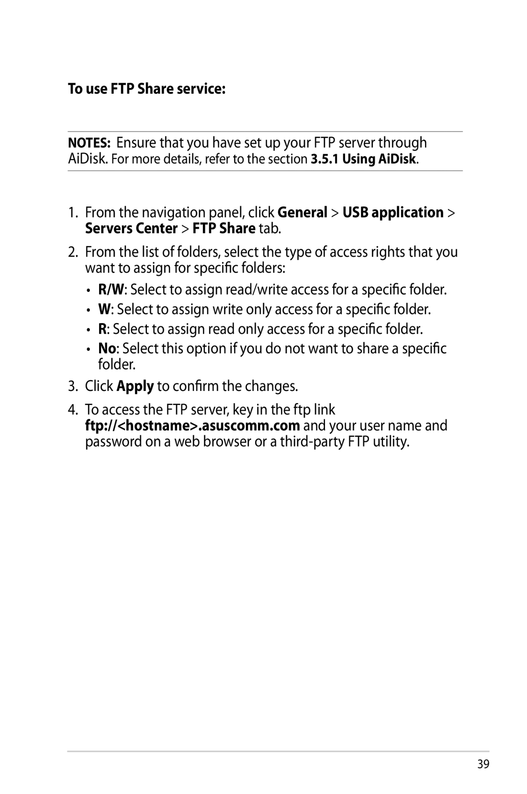 Asus RTAC68U manual To use FTP Share service 