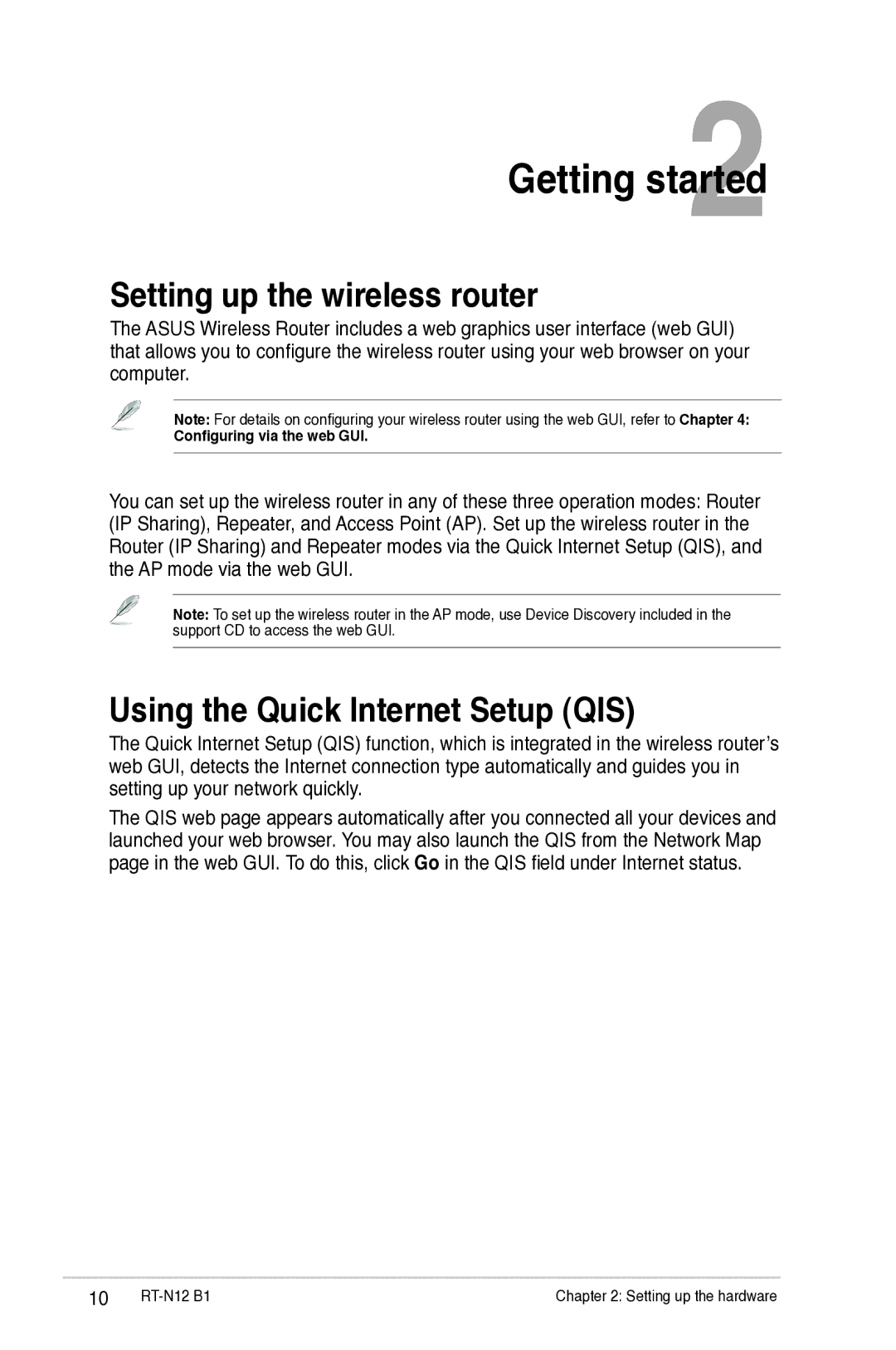 Asus RTN12B1 user manual Setting up the wireless router, Using the Quick Internet Setup QIS 