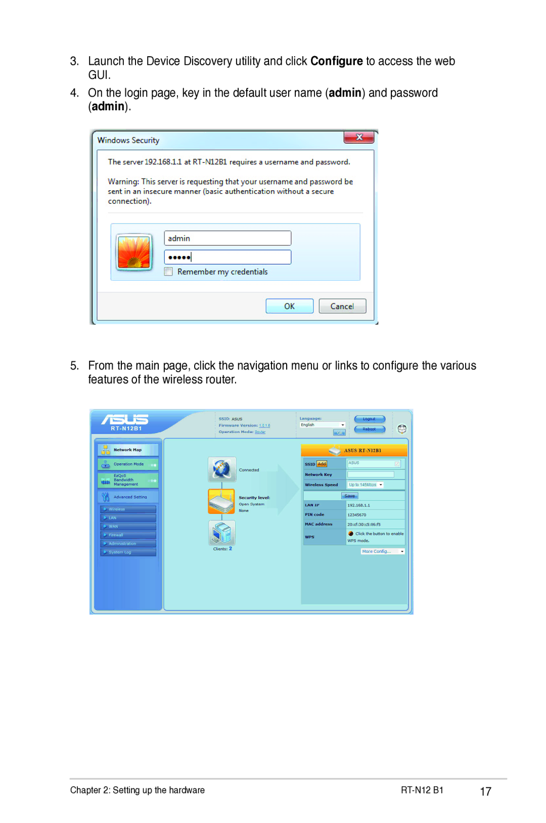 Asus RTN12B1 user manual Setting up the hardware RT-N12 B1 