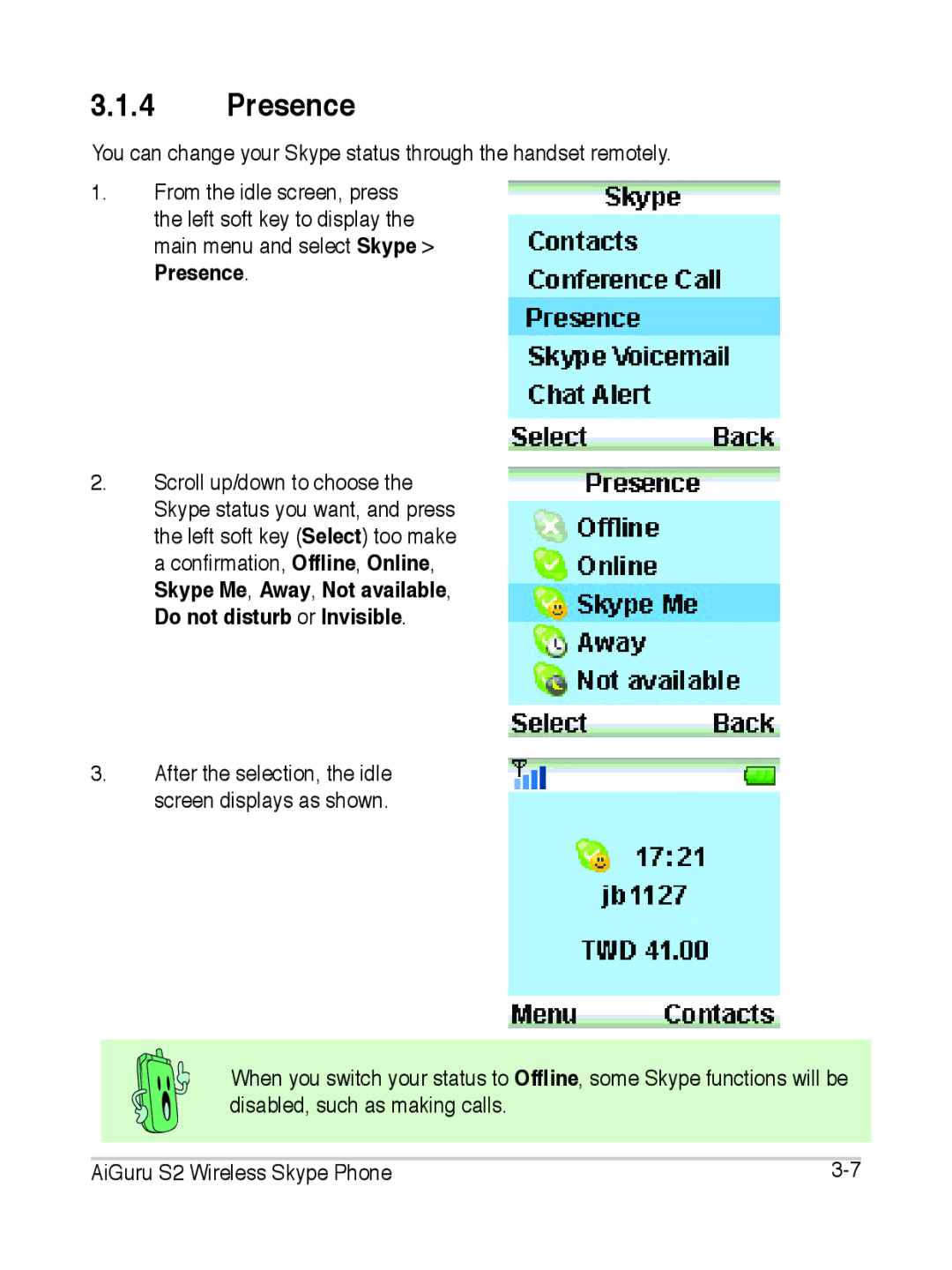 Asus S2 manual Presence 