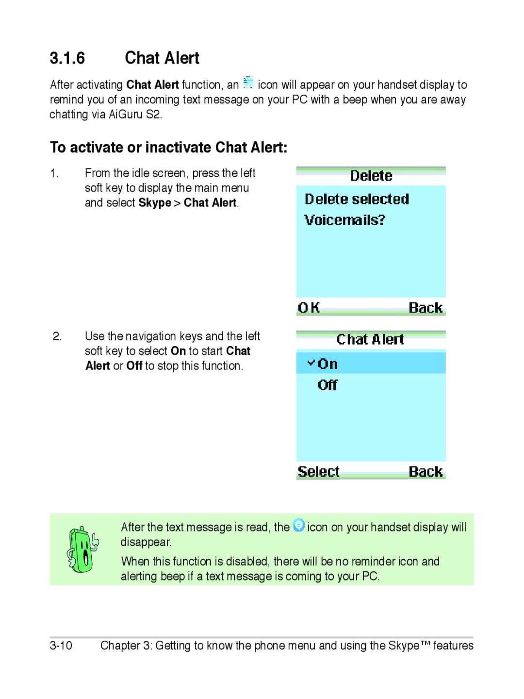 Asus S2 manual To activate or inactivate Chat Alert 