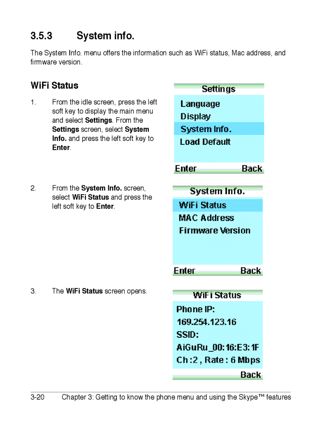 Asus S2 manual System info, WiFi Status 